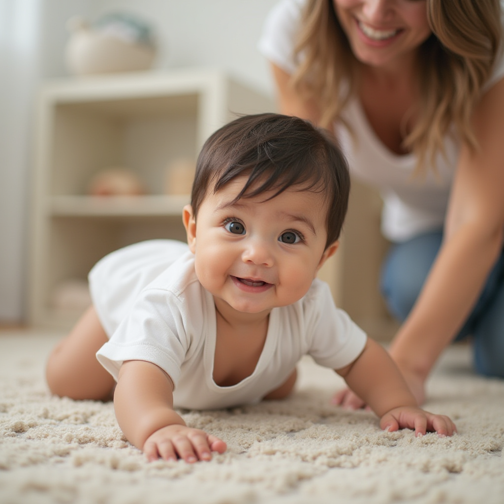 helping baby crawl